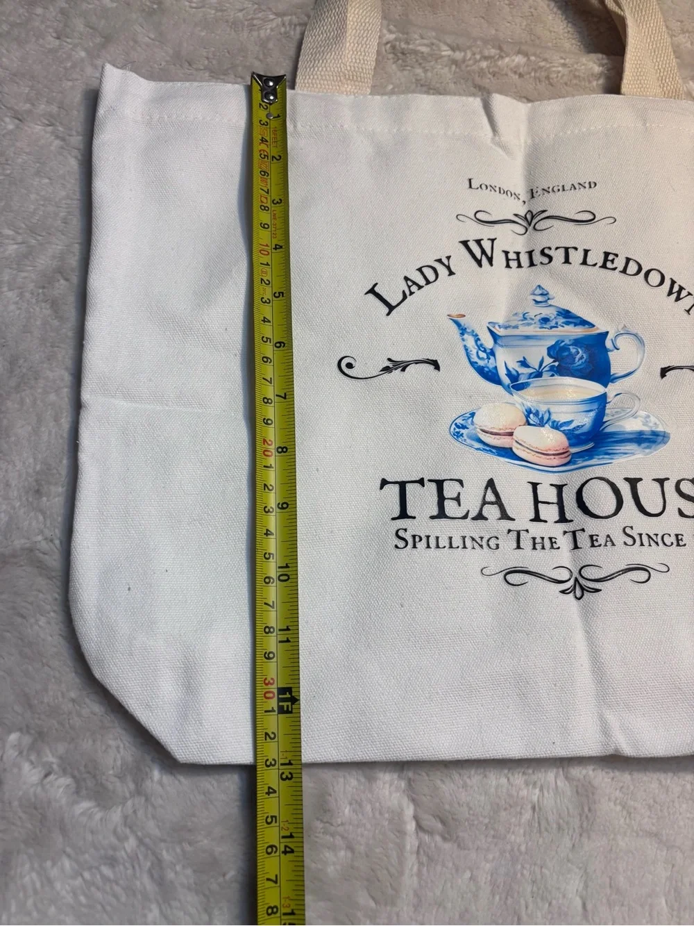 NEW Lady Whistledown Tea House White Canvas Tote Bridgerton